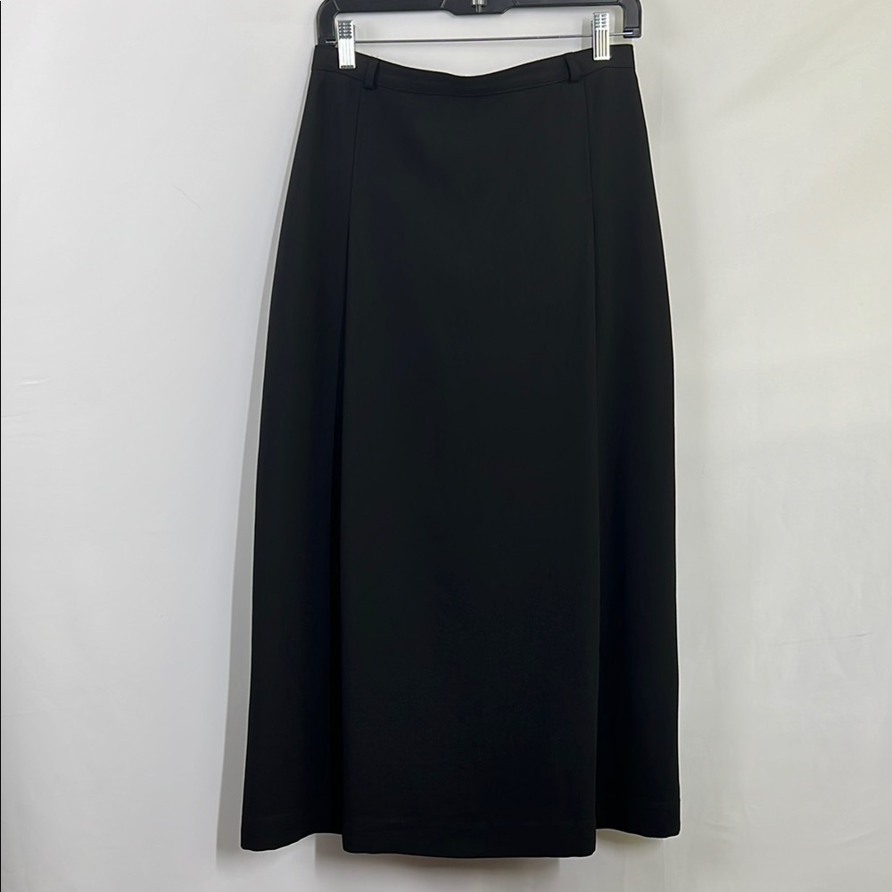 Elegant Black Women's Skirt pleated skirt with button and zipper crepe MIDI